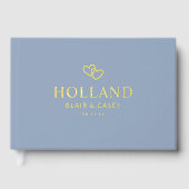 Dusty Blue Interlocks Romantic Wedding Gästebuch (Vorderseite)