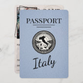 Dusty Blue Italy Passport Save The Date (Vorne/Hinten)