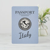 Dusty Blue Italy Passport Save The Date (Stehend Vorderseite)