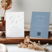 Dusty Blue "It's a Boy" All in One Baby Shower Einladung