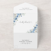 Dusty Blue Ivory All in One Wedding Einladung (Außenbereich)