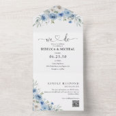Dusty Blue Ivory All in One Wedding Einladung (Innen Boden)