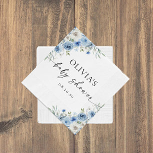 Dusty Blue Ivory Baby Shower Paper Napkin Serviette