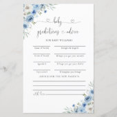 Dusty Blue Ivory Baby Shower Predictions Card (Vorderseite)