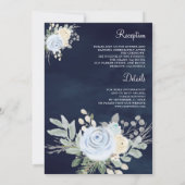 Dusty Blue Ivory Blues All in One Navy Wedding Einladung (Rückseite)