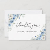 Dusty Blue Ivory Brautparty Flat Danke-Card Dankeskarte (Vorderseite)