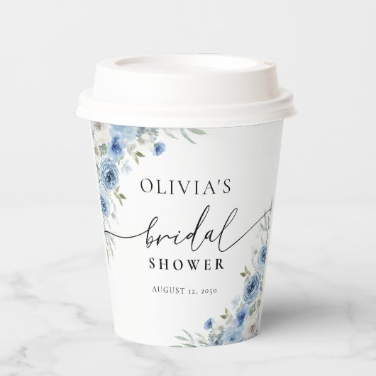 Dusty Blue Ivory Brautparty Paper Cup Pappbecher (Vorderseite)