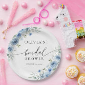 Dusty Blue Ivory Brautparty Paper Plate Pappteller (Party)