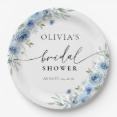 Dusty Blue Ivory Brautparty Paper Plate Pappteller (Vorderseite)