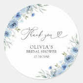 Dusty Blue Ivory Brautparty Runder Aufkleber (Vorderseite)