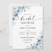 Dusty Blue Ivory Bridal Dusche Einladung (Vorderseite)