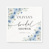 Dusty Blue Ivory Bridal Shower Napkin Serviette (Vorderseite)