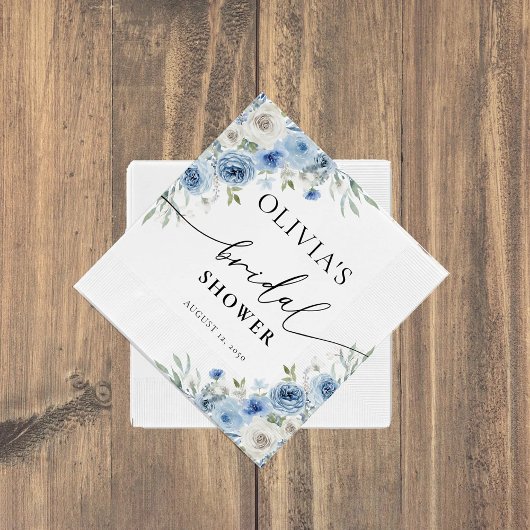 Dusty Blue Ivory Bridal Shower Napkin Serviette