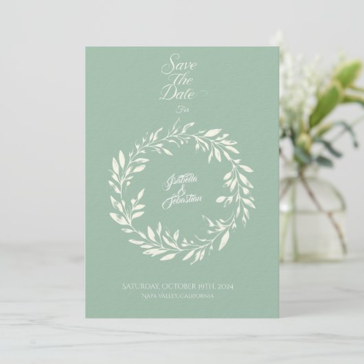 Dusty Blue & Ivory Circle Save the Date - Hochzeit Einladung (Stehend Vorderseite)