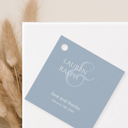 Dusty Blue & Ivory Couple Monogram Vielen Dank Geschenkanhänger