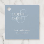 Dusty Blue & Ivory Couple Monogram Vielen Dank Geschenkanhänger (Vorderseite)