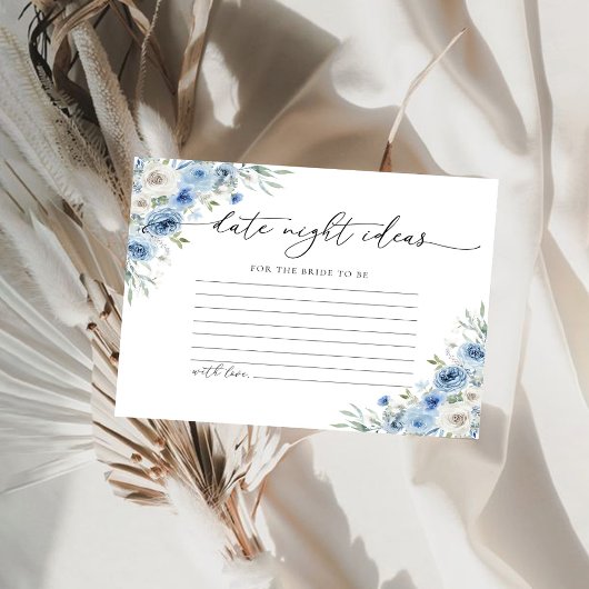 Dusty Blue Ivory Date Night Idea Card