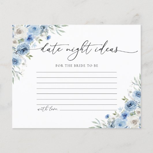 Dusty Blue Ivory Date Night Idea Card (Rückseite)