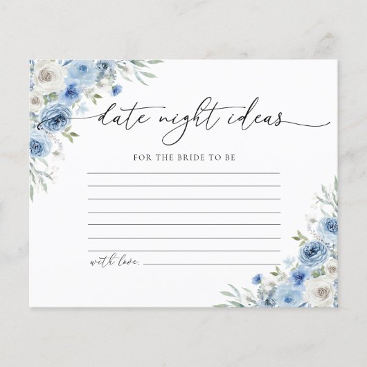 Dusty Blue Ivory Date Night Idea Card (Vorderseite)