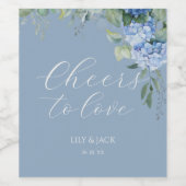 Dusty Blue & Ivory Floral Hydrangea Veranstaltung  Weinetikett (Einzelnes Label)