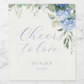 Dusty Blue & Ivory Floral Hydrangea Veranstaltung Weinetikett (Einzelnes Label)