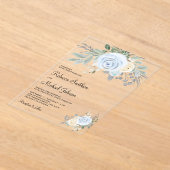 Dusty Blue Ivory Floral Wedding Acryleinladungen (Ablage )