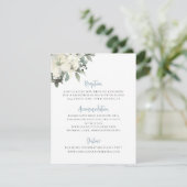 Dusty Blue Ivory Floral Wedding Enclosure Card Begleitkarte (Stehend Vorderseite)