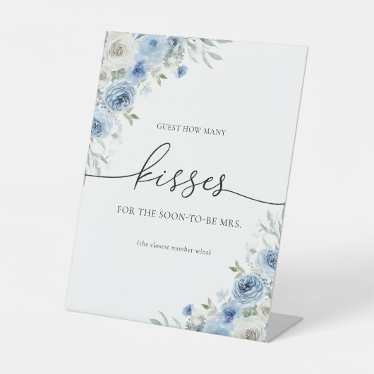Dusty Blue Ivory Guest How many Kisses Sign Sockelschild (Vorderseite)