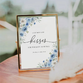 Dusty Blue Ivory Guest How many Kisses Sign Sockelschild