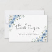 Dusty Blue Ivory Hochzeitsfeier Flat Vielen Dank Dankeskarte (Vorderseite)