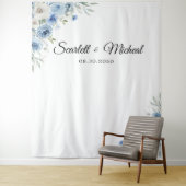 Dusty Blue Ivory Hochzeitsfeier Hintergrund Wandteppich (Beispiel)