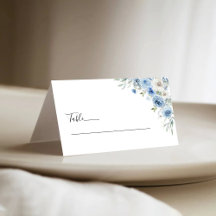 Dusty Blue Ivory Hochzeitstorte Faltende Platzkart