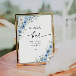 Dusty Blue Ivory Mimosa Bar Sign Sockelschild