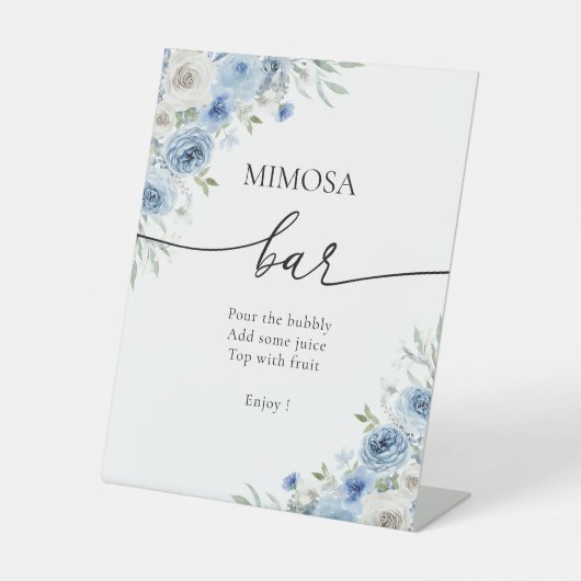 Dusty Blue Ivory Mimosa Bar Sign Sockelschild (Vorderseite)