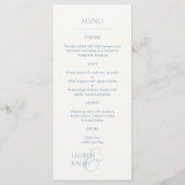 Dusty Blue & Ivory Mit Monogramm Wedding Menu Programm (Vorderseite)