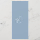 Dusty Blue & Ivory Mit Monogramm Wedding Menu Programm (Rückseite)