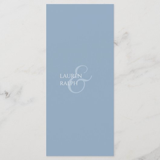Dusty Blue & Ivory Mit Monogramm Wedding Menu Programm (Rückseite)