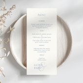 Dusty Blue & Ivory Mit Monogramm Wedding Menu Programm