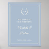 Dusty blue ivory monogrammed wedding welcome poster (Vorne)