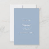 Dusty blue ivory photo wedding Save the Date (Rückseite)