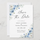Dusty Blue Ivory Save the Date Card (Vorderseite)