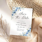 Dusty Blue Ivory Save the Date Card
