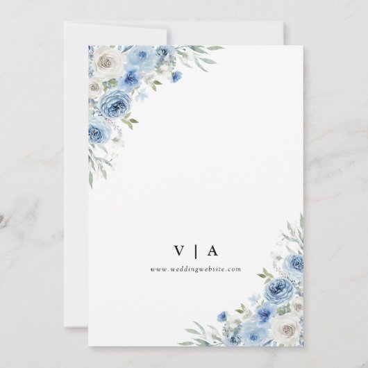 Dusty Blue Ivory Save the Date mit Fotokarte (Rückseite)