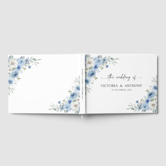 Dusty Blue Ivory Wedding Guest Book Gästebuch (Voll)