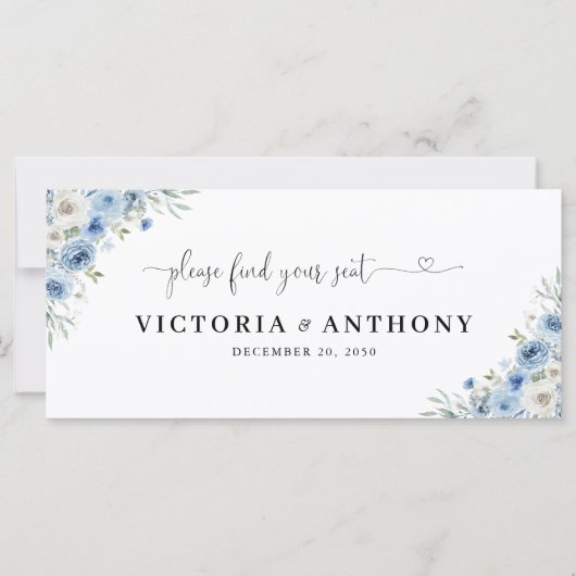 Dusty Blue Ivory Wedding Head Table Sign (Vorderseite)