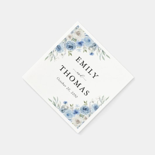 Dusty Blue Ivory Wedding Napkin Serviette (Ecke)