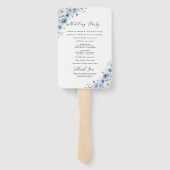 Dusty Blue Ivory Wedding Program Hand Fan Fächer (Rückseite)