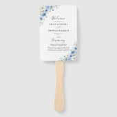 Dusty Blue Ivory Wedding Program Hand Fan Fächer (Vorderseite)