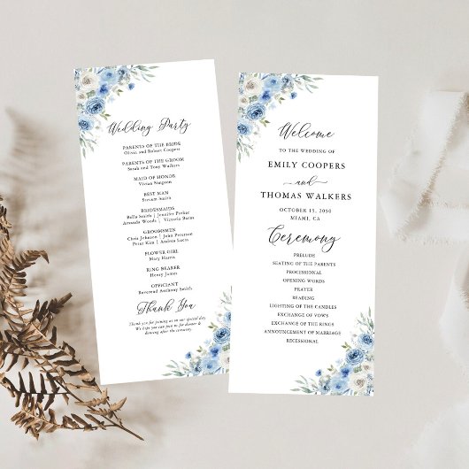 Dusty Blue Ivory Wedding Program Programm