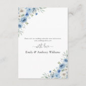 Dusty Blue Ivory Wedding Reception Enclosure Card Begleitkarte (Rückseite)